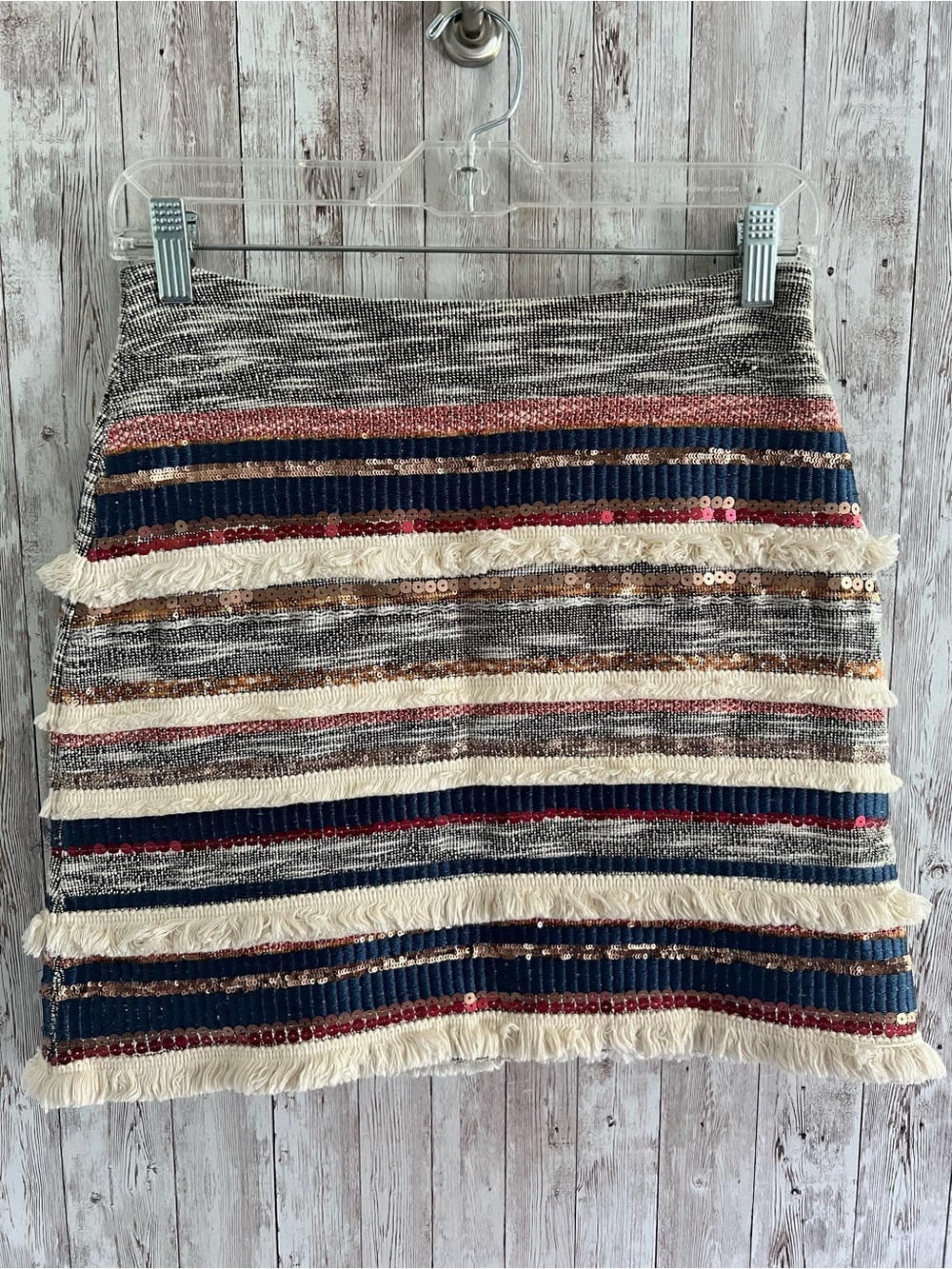 Anthropologie Moulinette Soeurs "Erine" Fringe Sequin Knit Mini Skirt 00P